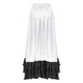 thumbnail image 4 of TiaoBug Women's Flamenco Dance Skirt Ruffled Irregular Hem Full Circle Swing Long Skirt for Tango Salsa Cha Cha White M, 4 of 5