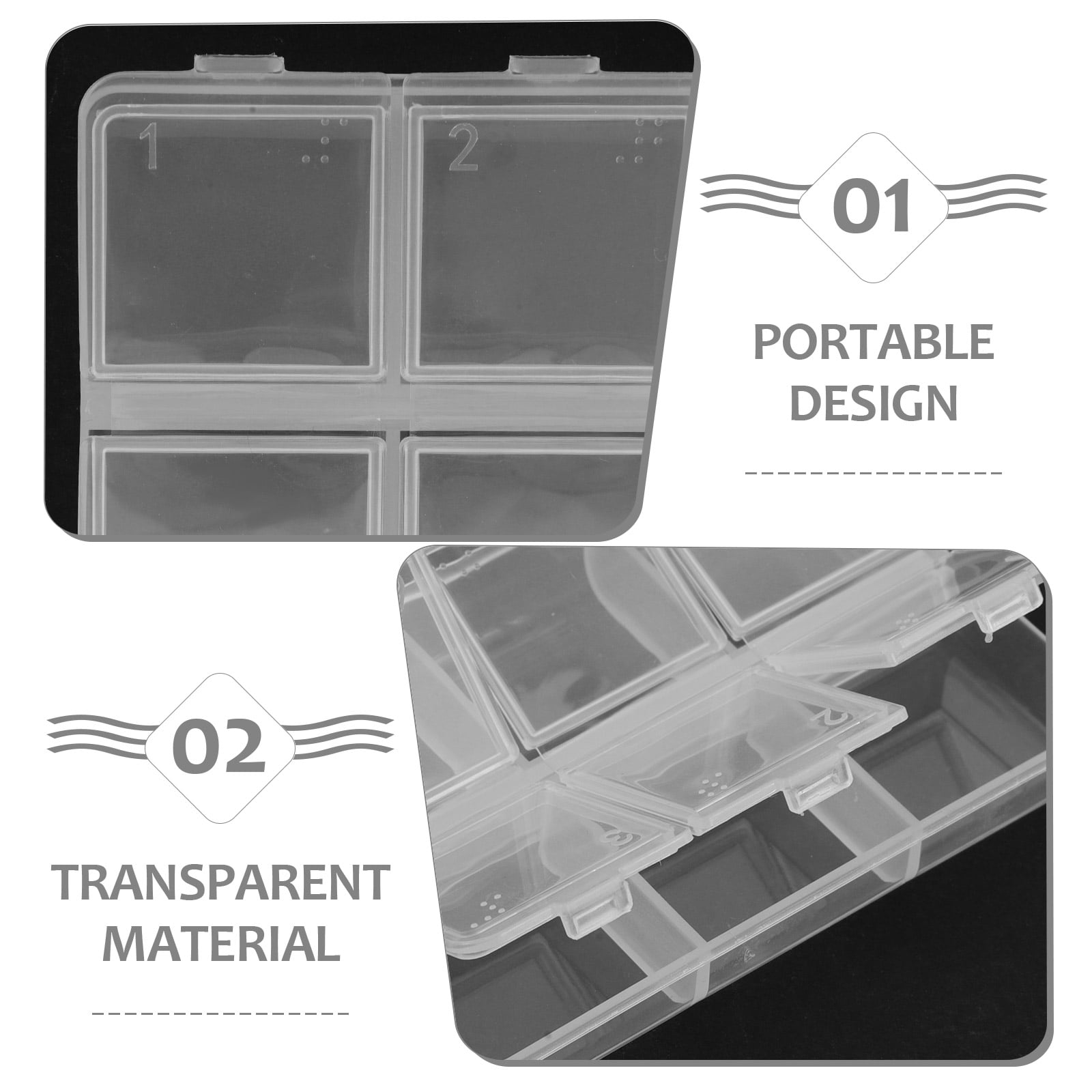 DEEPCRAFF 10Pcs Transparent Plastic Compartment Boxes for Bead Storage and Craft Tool Organization