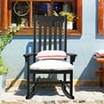 thumbnail image 4 of Gymax Wooden Rocking Chair Porch Rocker High Back Garden Seat For Indoor Outdoor Black, 4 of 10
