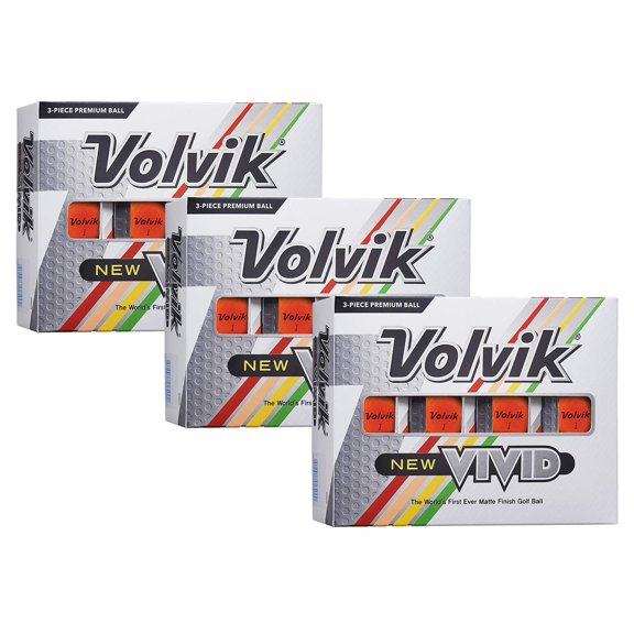 3 Volvik Vivid Golf Ball Packs | 36 Balls | High-Visibility Matte Finish | Enhanced Performance & Distance | VAS Alignment System for Accuracy | Ideal For All Skill Levels | 3 Dozen (Orange, 3 Dozen)