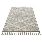Mainstays Diamond Microfiber Plush Non-Skid Indoor 30 x 45 Accent Rug with Fringe - Grey/Ivory