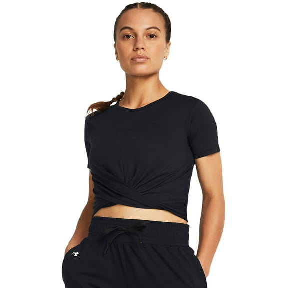 Women's Under Armour Motion Crossover Crop Short Sleeve Tee Color: Black Size: X LARGE