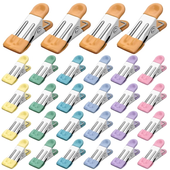 Tinfol Pinzas para Ropa, Paquete de 28 Pinzas para Ropa para Colgar Ropa, Clips de Chips de Colores, Pinzas para Ropa, Mini Pinzas para Ropa de Acero Inoxidable para Exteriores, Resistentes, para Alim