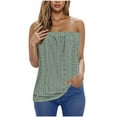 thumbnail image 2 of Otntypg Women's Crochet Tube Tops Cute Summer Solid Color Bandeau Tank Casual Strapless Blouse Off The Shoulder Tunic Shirts Green L, 2 of 6