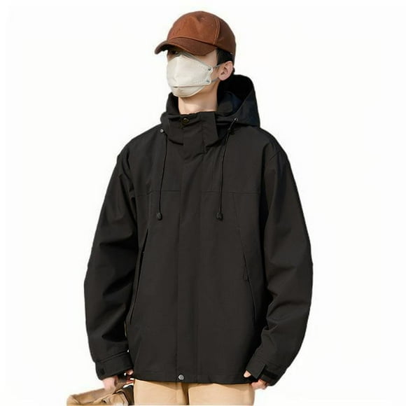Veste à Capuche Résistante à l'Eau pour Hommes avec Poches à Cordon, Trench-Coat Léger pour Extérieur avec Col Côtelé - Idéal pour un Usage Quotidien, la Randonnée et les Activités Décontractées