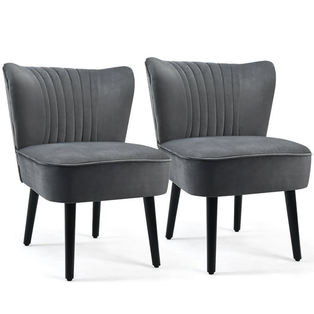 Costway Set of 2 Armless Accent Chair Upholstered Leisure Chair Single