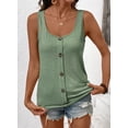 thumbnail image 2 of DOKOTOO Tank Tops for Women Summer Sleeveless Loose Fit Crewneck Tops Button Solid Color Basic Tee, 2 of 8