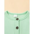 thumbnail image 3 of Mialoley Baby Girls Boys Romper, Round Collar Long Sleeve Button Jumpsuit, 3 of 7