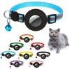 Airtag Cat Collar Breakaway, Reflective Collars with Apple Air Tag GPS Holder and Bell for Kittens and Puppies (Blue)