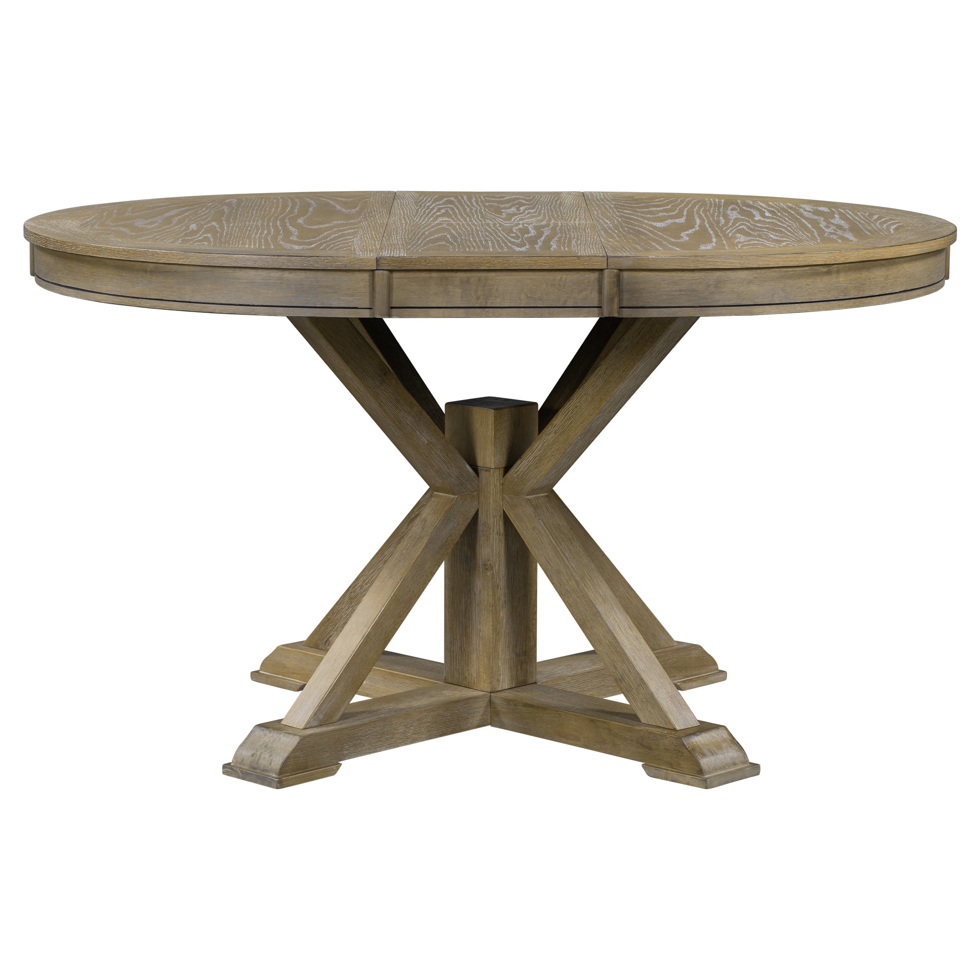 Euroco 42"-54" Extendable Round Dining Table for 4-6, Retro Oval Kitchen Table with Removable Leaves & Storage Shelf for Kitchen Dining Room & Small Apartments,Space Saving,Natural