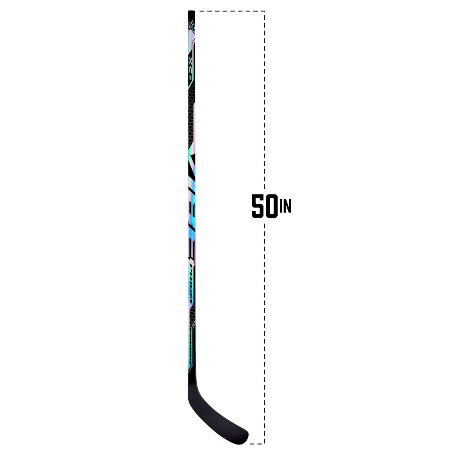 VIBE Prism XC2 Youth Composite Ice Hockey Stick – 50" – Right Hand Curve, Mid Kick Point, 20 Flex, Lie 5 – Holographic Design