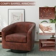 thumbnail image 5 of DREAMSIDEA PU Leather Swivel Barrel Club Chair, Modern Accent Chairs Set of 2 Upholstered Round Armchair for Living Room, Office, Bedroom -Red Brown, 5 of 5