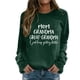 thumbnail image 1 of Gibobby Divertidas Sudaderas Sudadera informal con cuello redondo y hombros descubiertos para mujer, suéter largo con estampado de divertidas (Verde, XXXL), 1 of 4