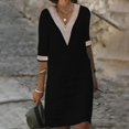 thumbnail image 4 of Gibobby Vestidos para Mujer Mujer Casual Half Mini vacaciones cuello en V vestidos cortos para mujer 2023(Negro,XL), 4 of 5