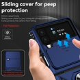 thumbnail image 3 of Dteck Samsung Galaxy Z Flip 4 Case with Ring Stand, Slide Lens Camera Cover 360 Degree Rotating Ring Kickstand Magnetic Military Grade Heavy Duty Rugged Case for Samsung Z Flip4,Blue, 3 of 9