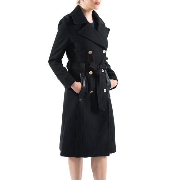 Alpine Swiss Womens Trench Coat Wool Double Breast Jacket Gold Buttons With  Belt