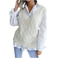thumbnail image 2 of Fashion Women Casual V-Neck Hollow Knitted Vest Sweater Vest On Seasonal Clearance White 4(S), 2 of 3