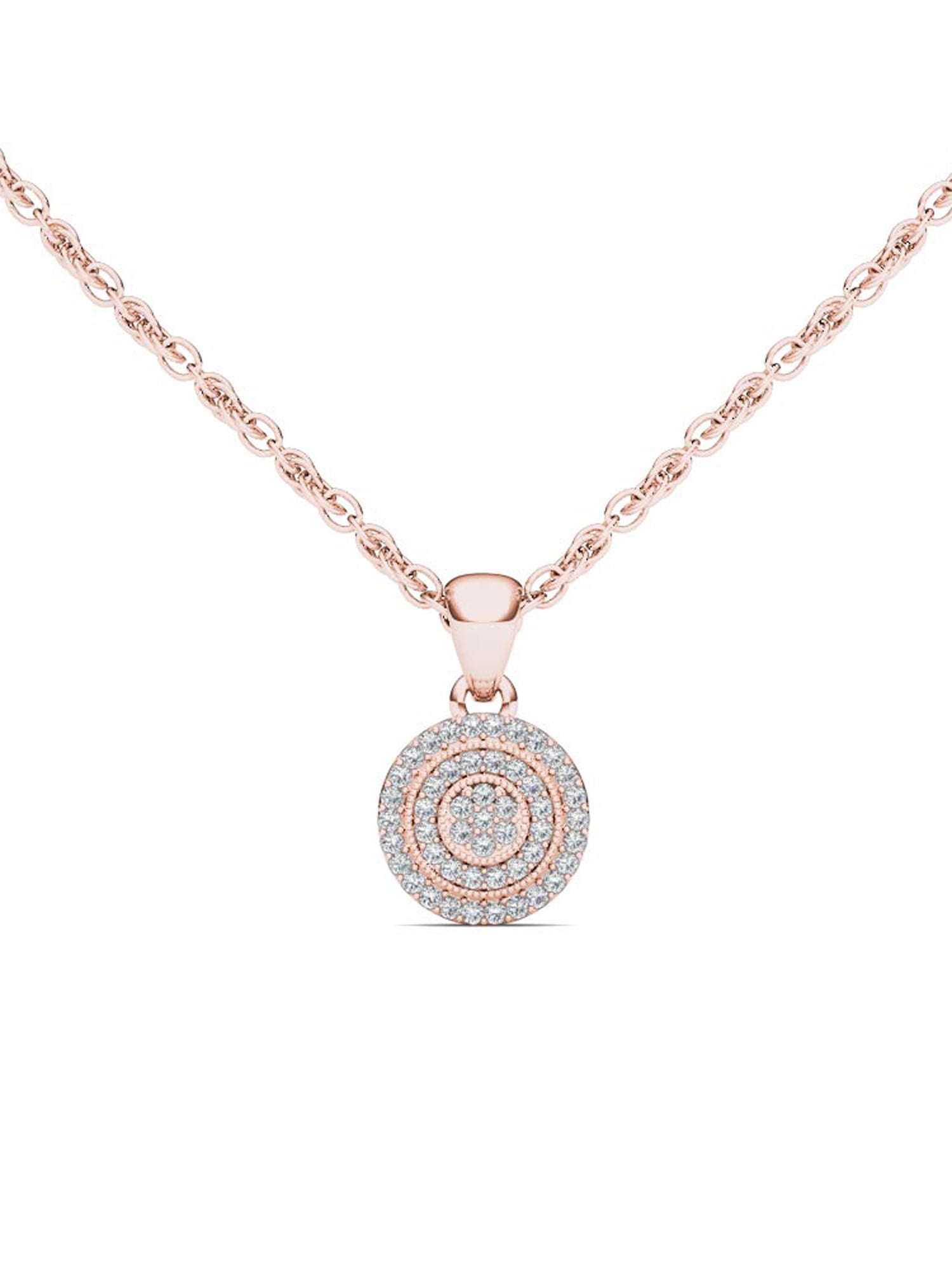 Imperial 1 8Ct TDW 10K Rose Gold Diamond Halo Necklace by Imperial Jewels