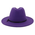 thumbnail image 5 of CIENVNSTG Belt Buckle Decor Vintage Unisex Wide Flat Top Fedora Hat Casual Cap for Party Church Daily Wear Purple, 5 of 6