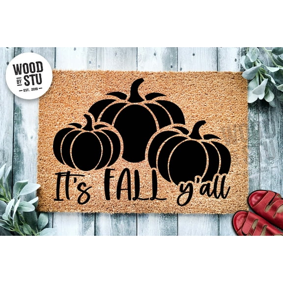 Happy Fall Y'all Doormat | Pumpkin Fall Doormat | Welcome Mat Fall Decor Door Mat | Fall Autumn Gift | Home Doormat | Home Decor Front Door