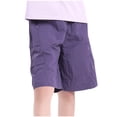 thumbnail image 4 of Cethrio Boys Cargo Shorts, Relaxed Fit Elastic Waist Summer Knee Length Kids Shorts Purple Size 14, 4 of 4