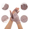 thumbnail image 3 of Unique Bargains 1 Pair Anti-slip Half Finger Lace Manicure Gloves Purple, 3 of 6