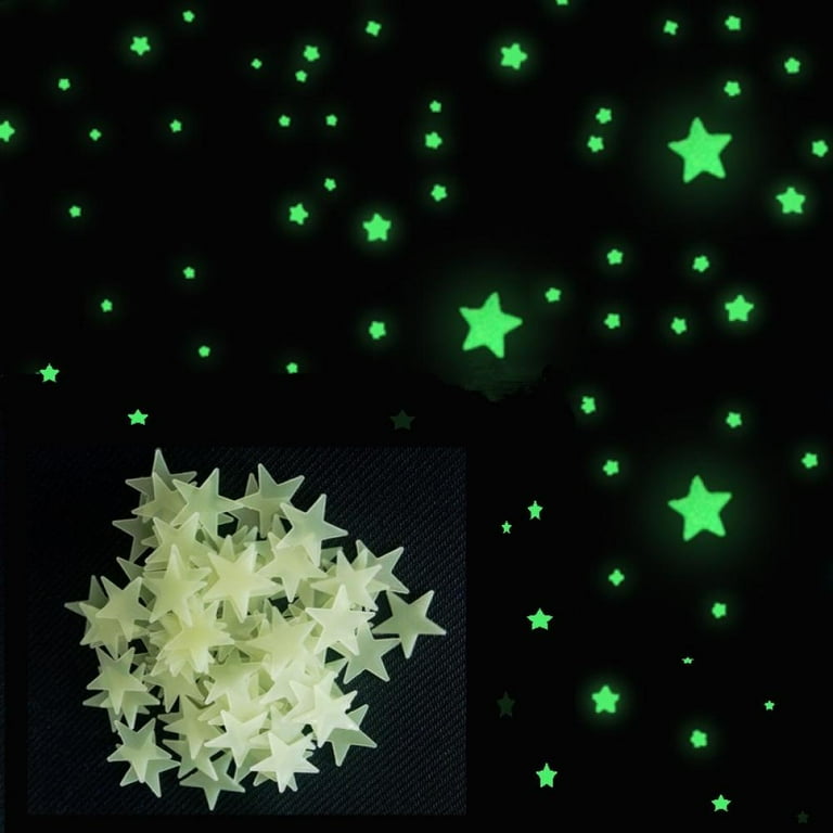 Glitter Stickers Stars 1 inch - Two Color Way / Black Light