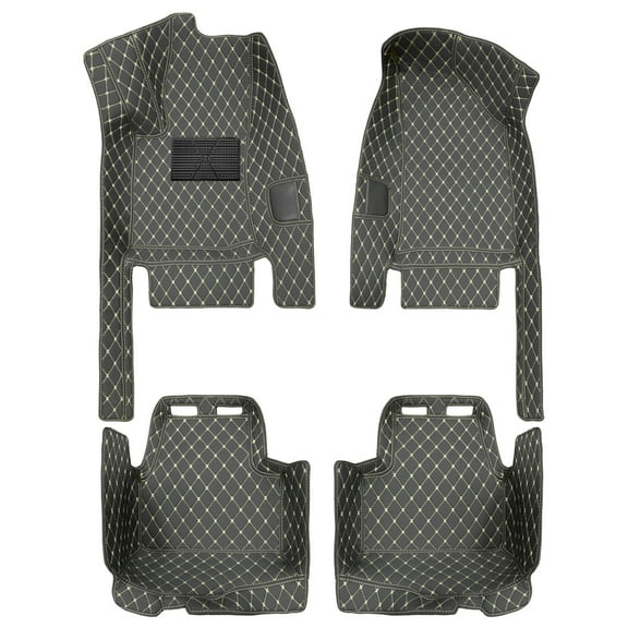 Tuqiang Car Floor Mats for BSJ Cayman 2012 PU Leather Floor Liner Carpet Protection All Weather PU leather 1st and 2nd Row 3Pcs Black Beige