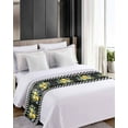 thumbnail image 4 of Xipuska Summer Lemon Bed Runners for Cal King Size Bed, Decorative Bed Throws for Foot of Bed, Vintage Black Plaid Blue Spring Floral Bed Runner Sofa Throw Bedding Scarf Slipcover for Bedroom, 4 of 6