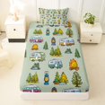 thumbnail image 3 of Erosebridal Cartoon Adventure Car Twin Sheet Sets 3pcs For Boys Girls,Kids Teens Happy Camping Bedding, 3 of 5