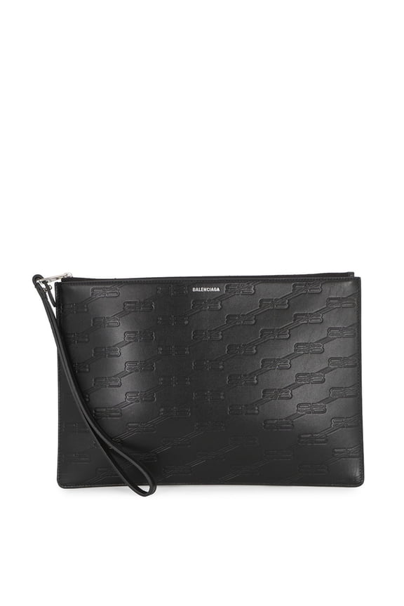 Pre-Owned Balenciaga Clutch Bag BB Monogram 717791 BALENCIAGA Handbag Pouch Black