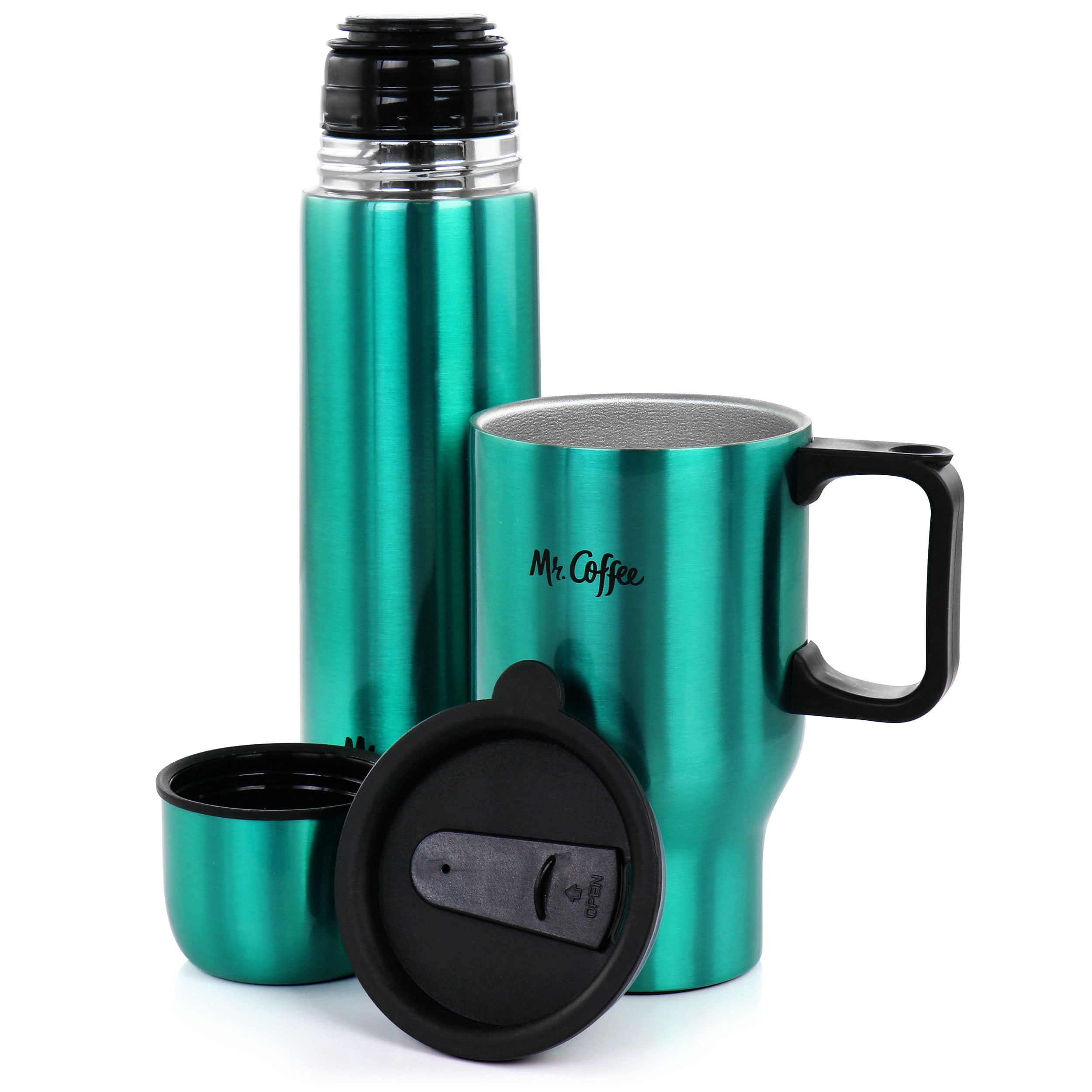 Mr. Coffee Javelin 2 Piece Thermal Bottle and Travel Mug Set in Emerald Green