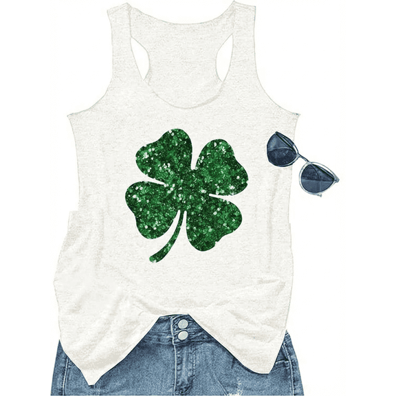 Women's St Patrick's Day Tank Tops Lucky Irish Shamrock Paddy's Day Sleeveless Graphic Tees Tops