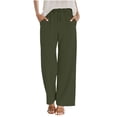 thumbnail image 2 of Palazzo Pants for Women 2026 Spring Elastic Waist Wide Straight Leg Loose Flowy Casual Work Pants Slacks with Pockets, 2 of 8