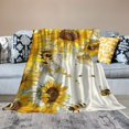 Autua Honey Bee Kids Throw Blanket,Sunflowers Farm Animal Rustic Bed