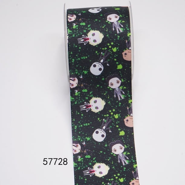 Cinta de grogrén impresa de Halloween de dibujos animados para manualidades, accesorios de costura, resinas planas, 5 yardas, 10 piezas 57722
