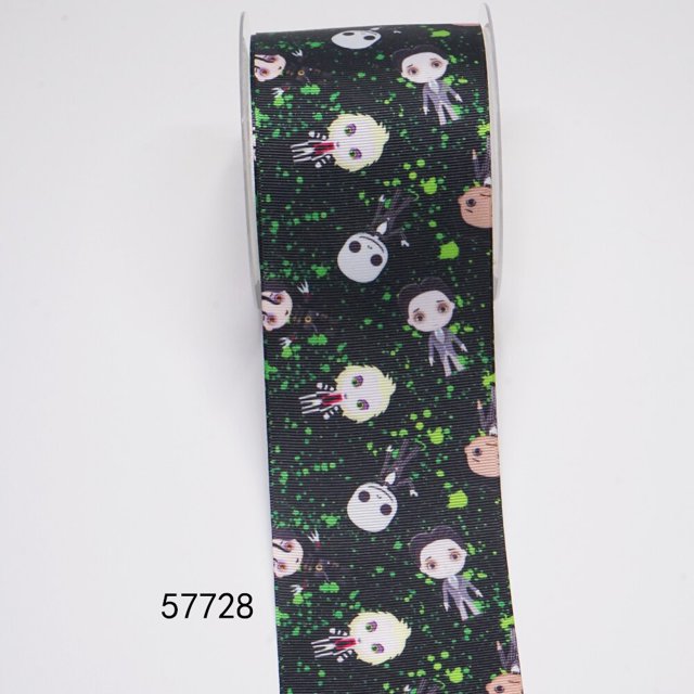 Cinta de grogrén impresa de Halloween de dibujos animados para manualidades, accesorios de costura, resinas planas, 5 yardas, 10 piezas 57722