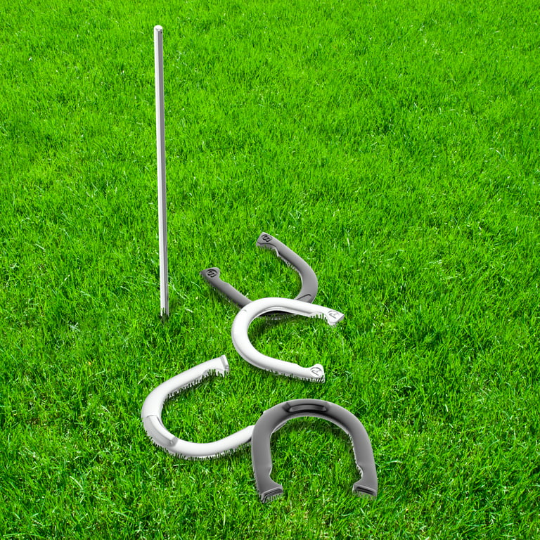 Horseshoe Set- Full Outdoor Classic Horse Shoe Game Set with Easy to Carry  Case, 4 Metal Shoes, 2 Poles for Adults and Kids by Trademark Games