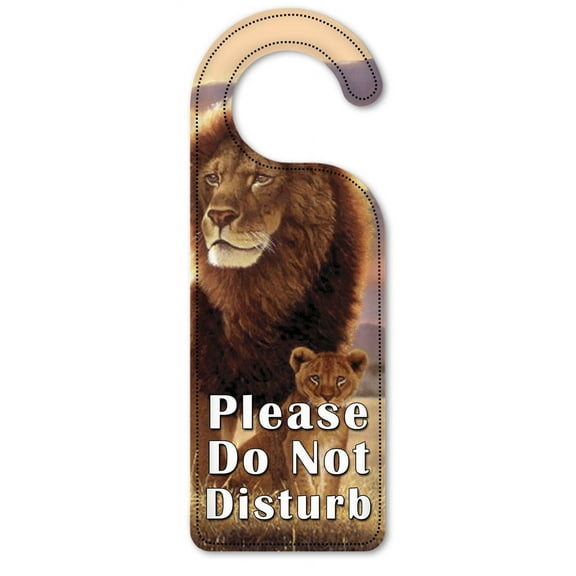 Do Not Disturb Door Knob Hanger Sign - Lion and Cub