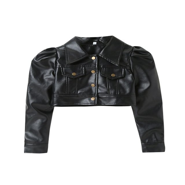Manteau d'Automne pour Bébés Filles, Col Rabattu, Manches Longues Bouffantes, Poches à Boutons, Veste, Hauts 2-7T