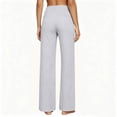 thumbnail image 3 of Yifymode Women High Waist Straight Leg Pants Casual Wide Leg Trousers with Pockets for Work,Light Gray XL, 3 of 4