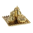 thumbnail image 6 of 11"W, 9"H Gold Ceramic Pear, Pumpkin, and Squash Fruit Sculpture with Decorative Grid Plate, by DecMode (4 Count), 6 of 15