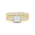 thumbnail image 2 of FB Jewels 10kt Yellow Gold Princess Diamond Bridal Wedding Ring Band Set 1 Cttw Size 7, 2 of 4
