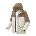 thumbnail image 2 of QATAINLAV Mens Drawstring Hooded Windbreaker Jackets Casual Waterproof Rain Jacket Full Zip up Color Block Outerwear White,XL, 2 of 6