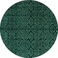 thumbnail image 1 of Ahgly Company Indoor Round Abstract Turquoise Blue Modern Area Rugs, 3' Round, 1 of 4