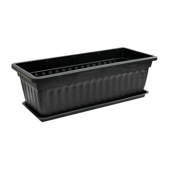 Elegante maceta rectangular de 17 pulgadas con sistema de drenaje de agua para el hogar y negro