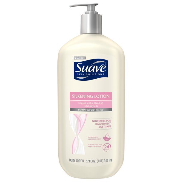 Suave Skin Solutions Silkening with Baby Oil Body Lotion, 32 oz