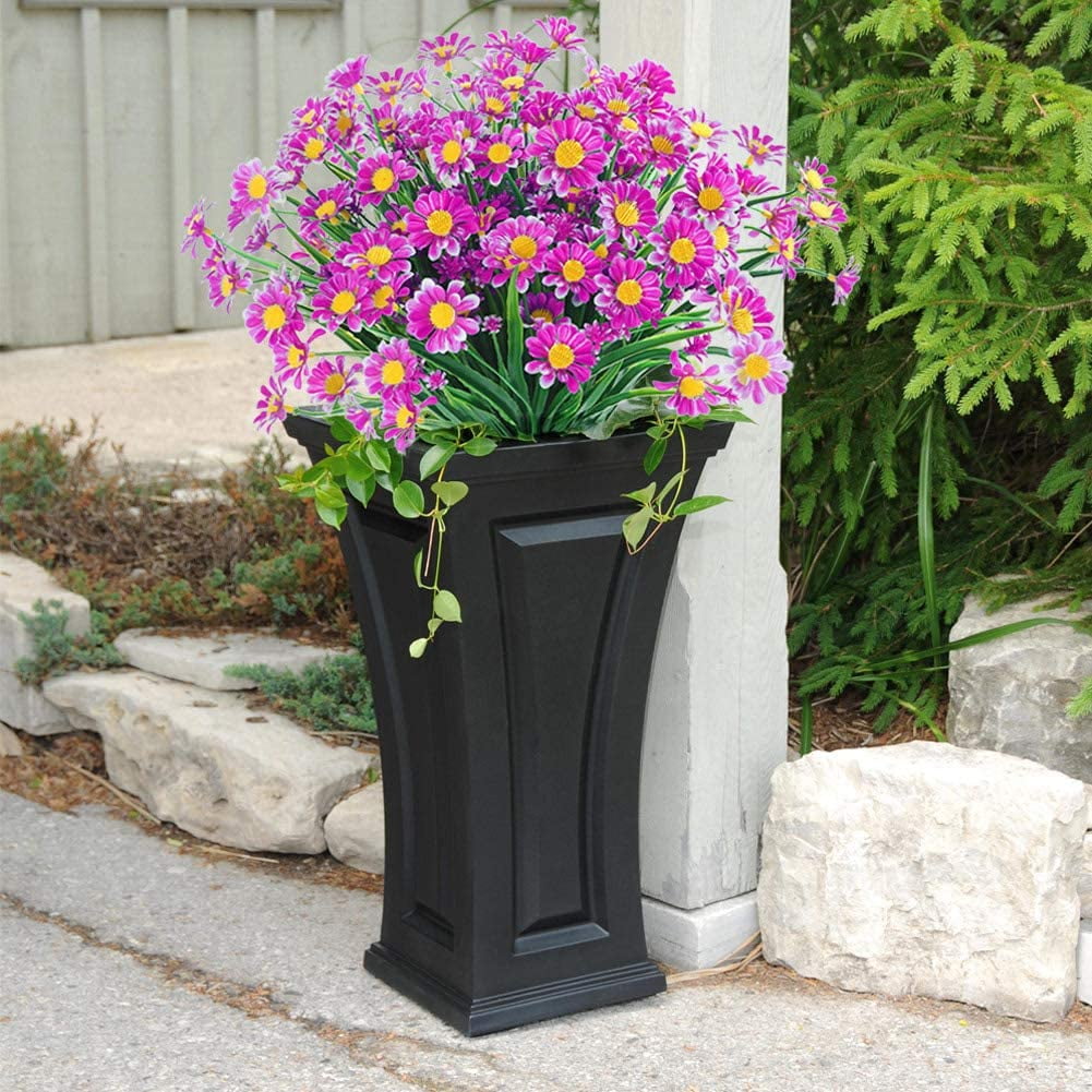 12 Bundles Artificial Flowers Plants for Outdoors, Uv Resistant Fake Plants Plastic Faux Flowers for Home Wedding Party Outdoor Indoor Garden Decor, Orchid
