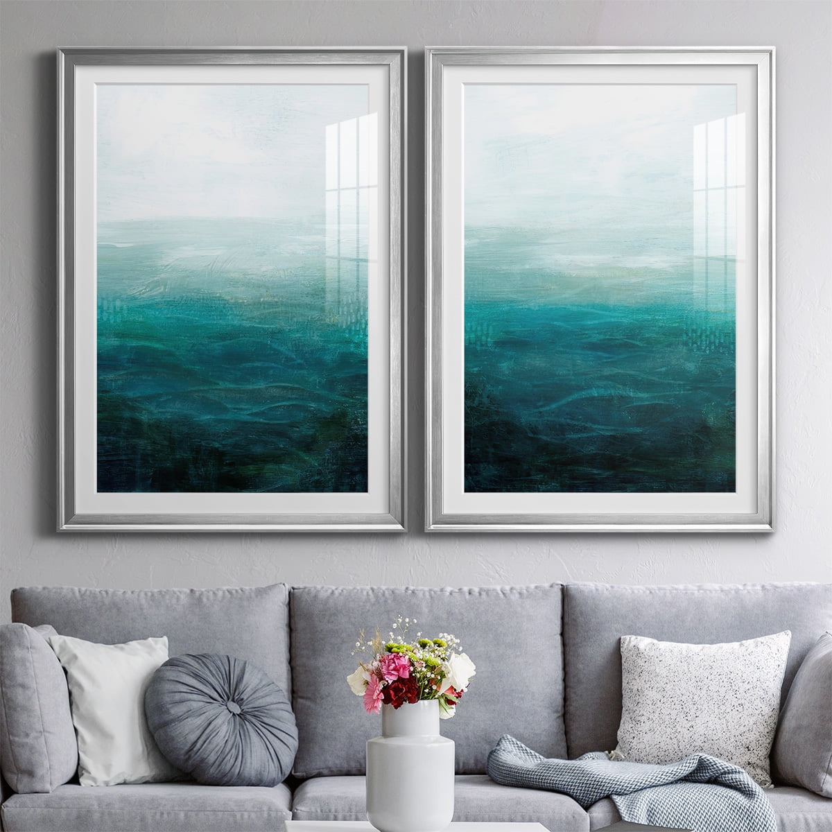 Wexford Home Drifting Sea I Premium Framed Print, 26.5" x 36.5" - Ready to Hang, Silver (Set of 2)