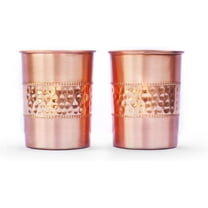 HealthGoodsIn -Pure Copper Tumblers Set of 2  Straight Design Hammered & Plain for Ayurvedic Wellness - 250ml